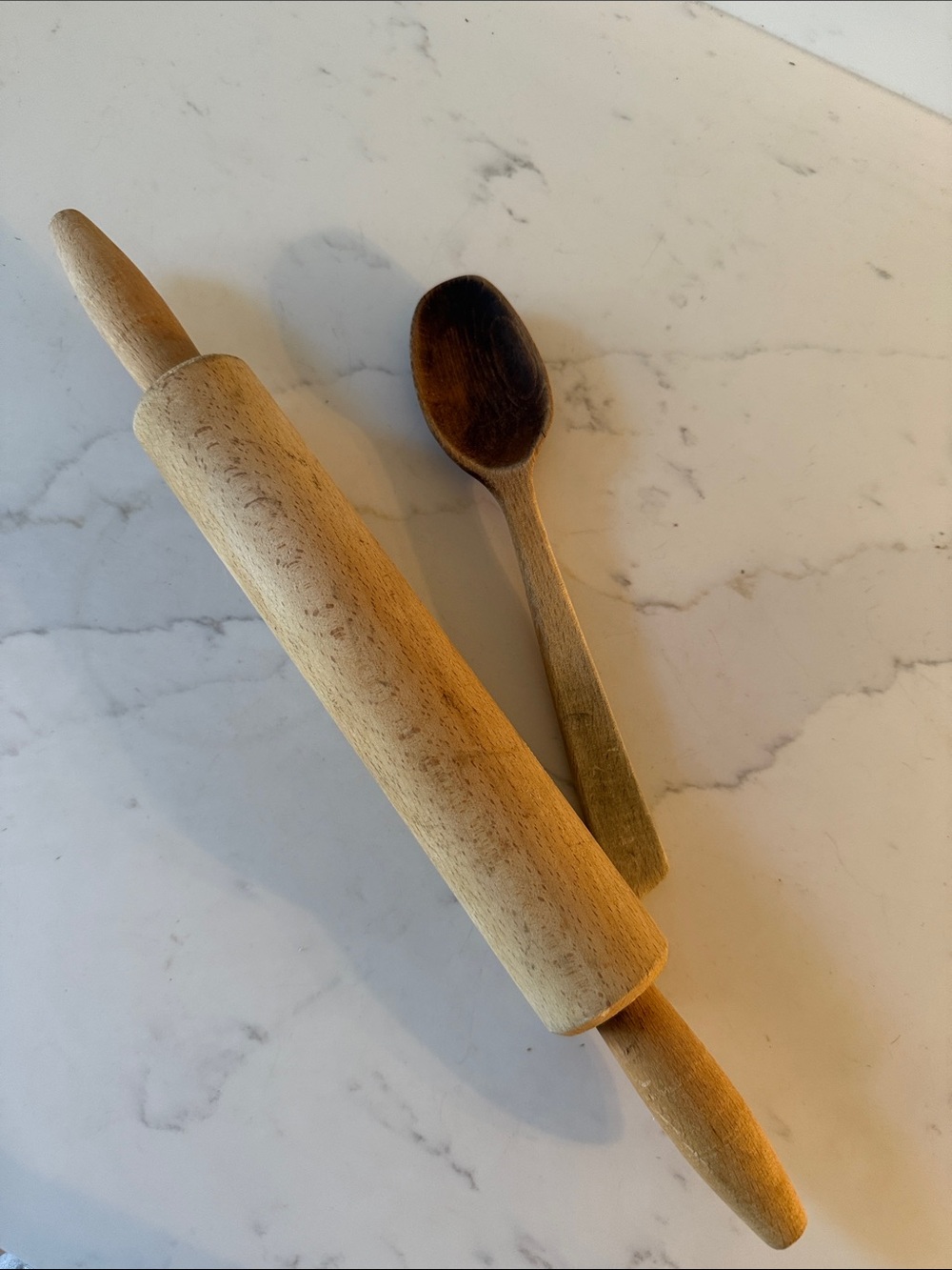 Vintage Small Wooden Rolling Pin and Spoon